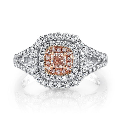 14K 0.24 Cts Pink Diamond 0.67 Cttw VS Diamond Ring - TVON.com