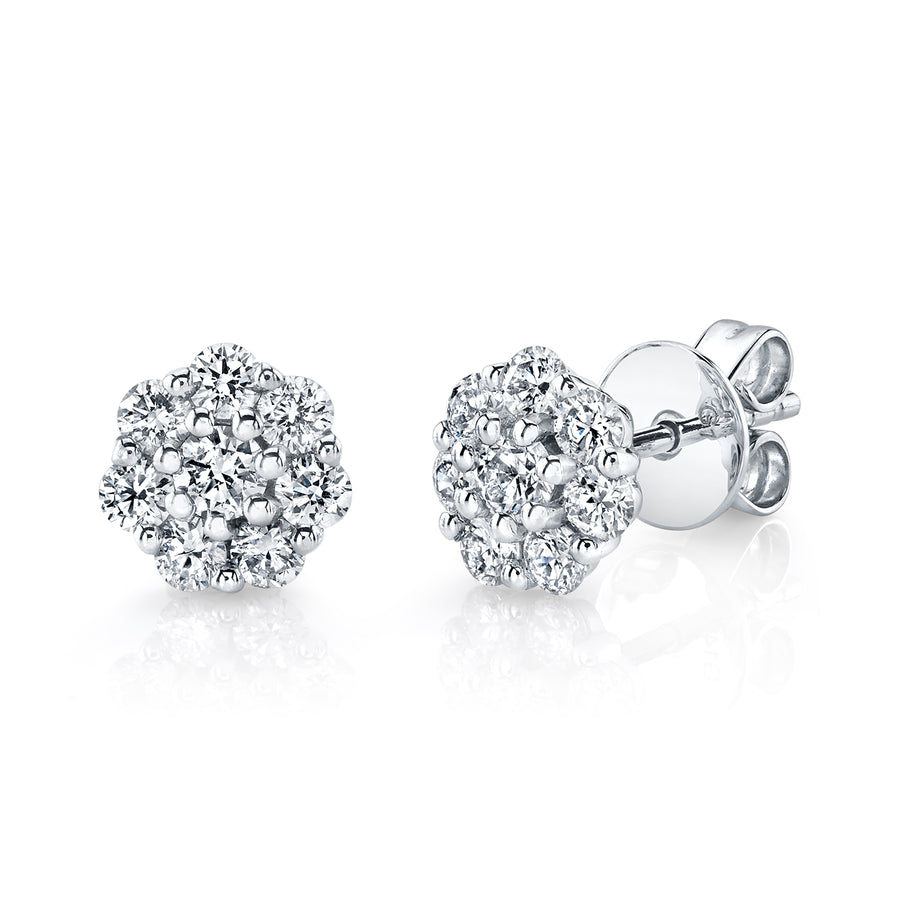TVON 14K 0.71cttw VS Diamond Cluster Stud Earrings