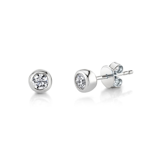 TVON 14K 0.28cttw VS Diamond Bezel Set Stud Earrings