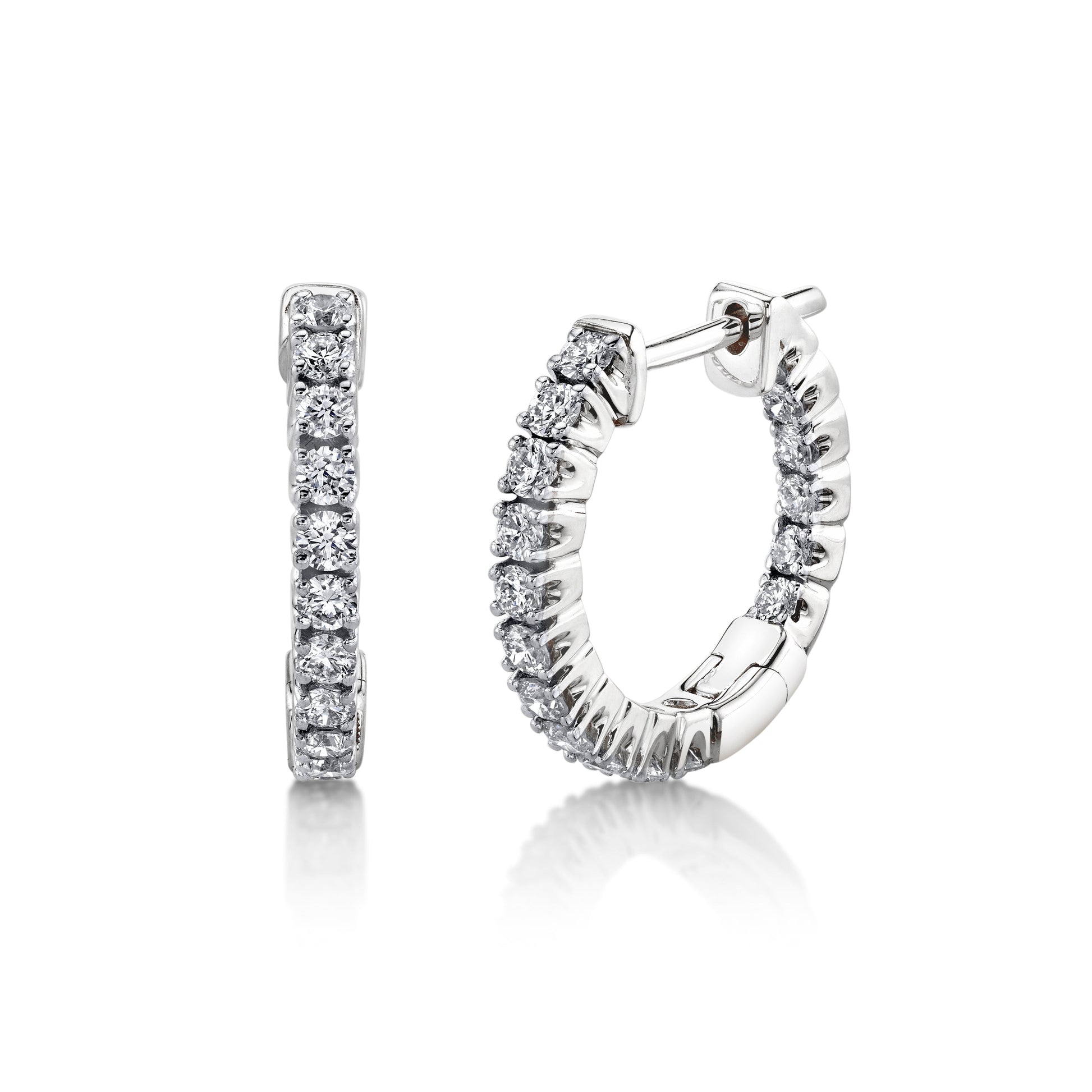 TVON 14K 0.82cttw VS Diamond Inside Out Hoop Earrings - 1/2 Inch