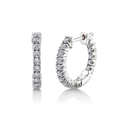 TVON 14K 0.82cttw VS Diamond Inside Out Hoop Earrings - 1/2 Inch