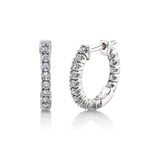 TVON 14K 0.82cttw VS Diamond Inside Out Hoop Earrings - 1/2 Inch