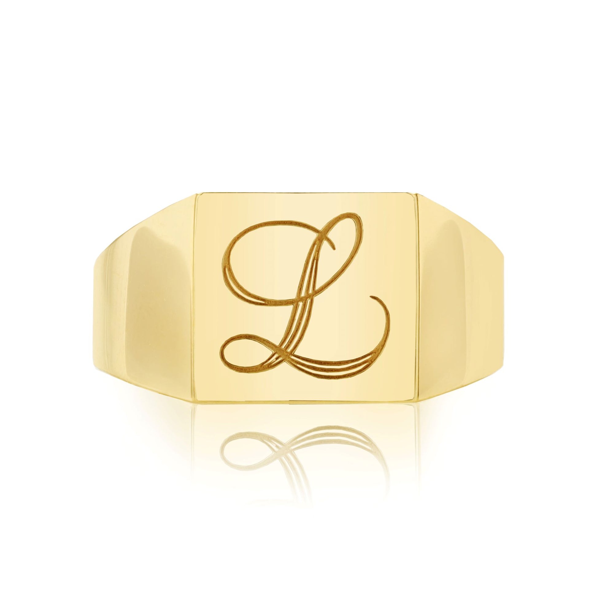 TVON 14K Single Letter Signet Ring