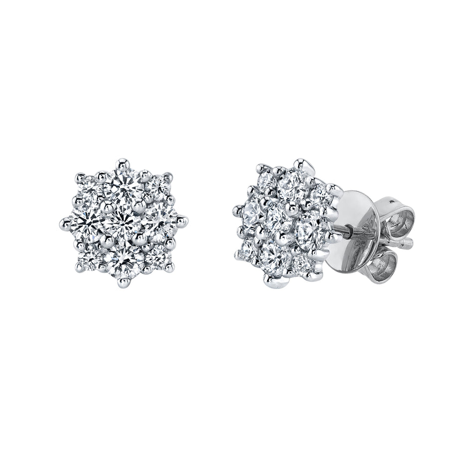 TVON 14K 0.75cttw VS Diamond Cluster Stud Earrings
