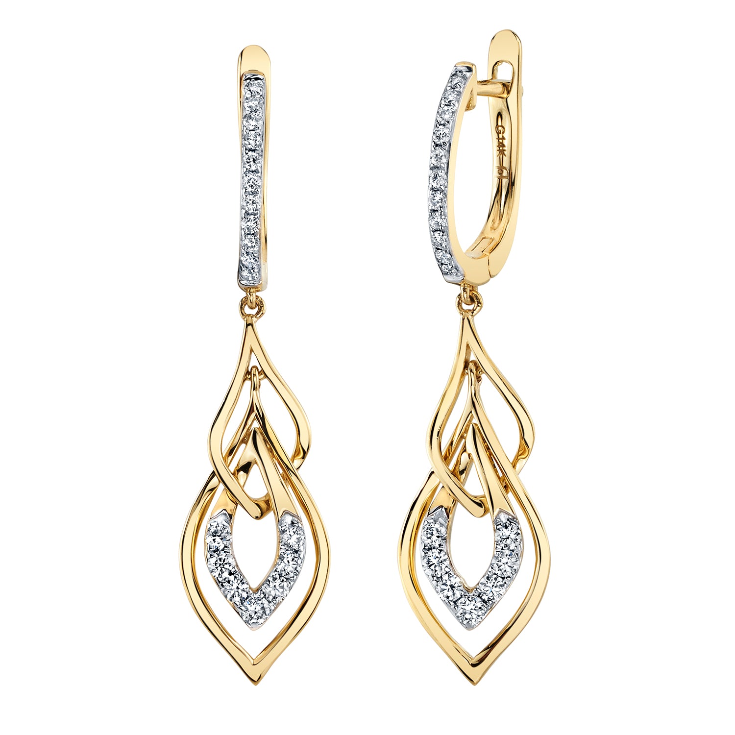 TVON 14K 0.49cttw VS Diamond Drop Earrings