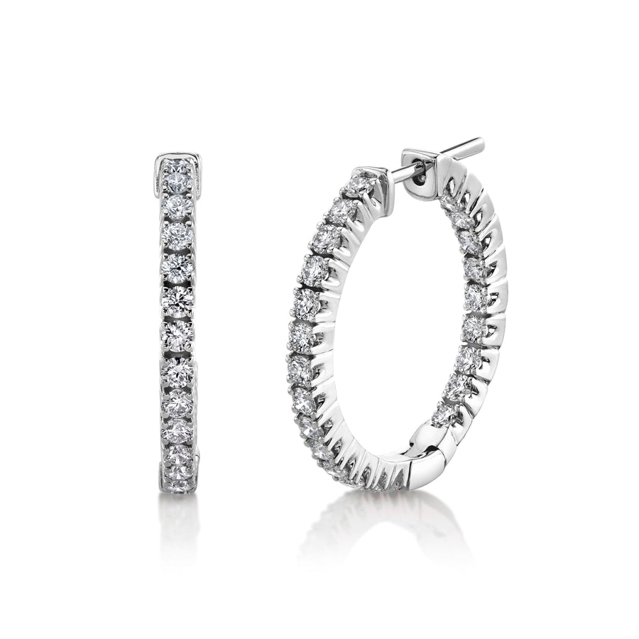 TVON 14K 1.17cttw VS Diamond Inside Out Hoop Earrings - 3/4 Inch