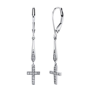Petite VS Diamond Cross Drop Earrings | TVON