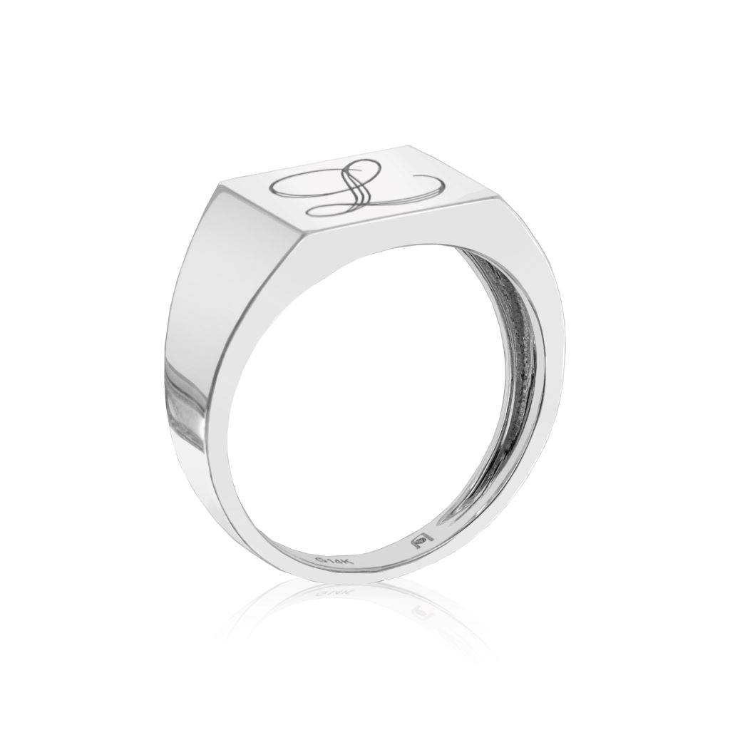 TVON 14K Single Letter Signet Ring
