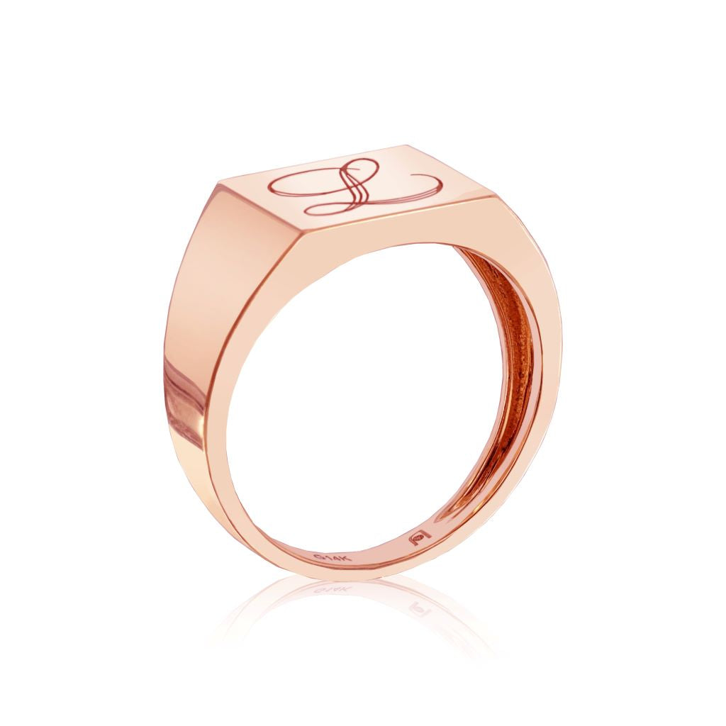 TVON 14K Single Letter Signet Ring